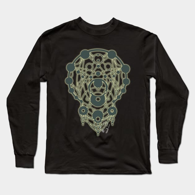 Sacred Circles Cosmic Paths Digital Design Long Sleeve T-Shirt by Tranquileyez